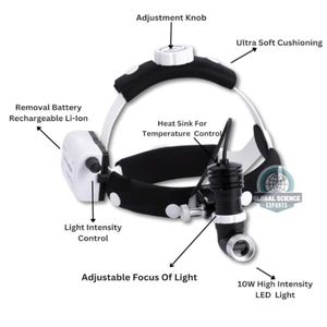 Lampe frontale chirurgicale LED 10W avec sangle de cou flexible, certifiée CE Classe II, lumière blanche 10lm pour cliniques dentaires et hôpitaux - Product Image 6