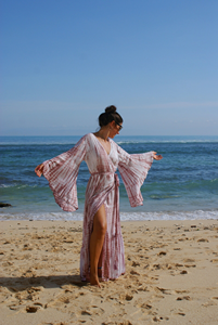 2025 mujeres hechas a mano con cuello en V Tie Dye Maxi suelto de talla grande Casual verano estampado Floral hasta el suelo Natural sostenible largo - Product Image 4