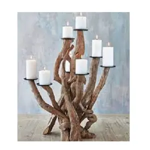 Rama de árbol única de madera antigua, soporte para múltiples velas, velas perfumadas, soportes de Pilar, venta al por mayor, candelabros de cera de abejas