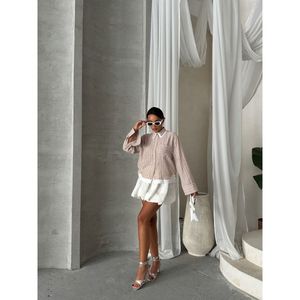 เสื้อเชิ้ตผู้หญิงลายทางผ้าป๊อปลินแบบขายส่ง คอลเลคชั่นเสื้อเชิ้ตและเสื้อเบลาส์สุดหรู - Product Image 1