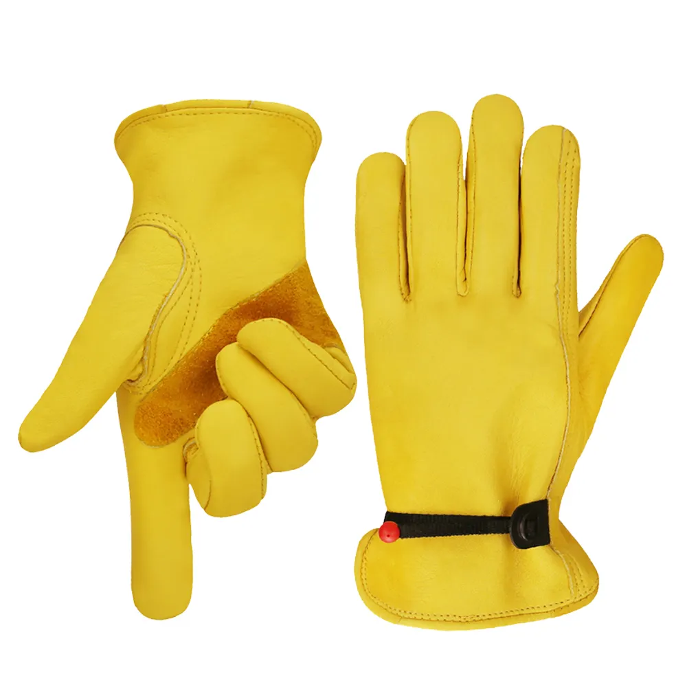 Competitive Prices Reinforced Goat Grain Driver Gloves Leather Industrial Safety Working Driving Gloves for Hand Protection