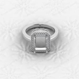 8x10mm Genuine 925 Sterling Silver Prong Set Engagement Octagon Semi Mount <b>Ring</b> <b>Blank</b> Good Resin Jewelry Findings Components - Product Image 3