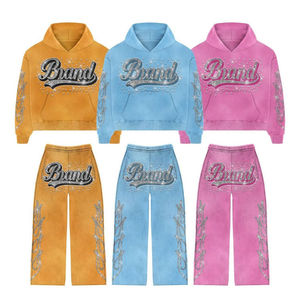 MOVATEXTILE, ropa de calle personalizada, chándal acampanado con sol, sudaderas con capucha lavadas con ácido, pantalones de chándal con estampado DTG, chándal personalizado para hombre - Product Image 1