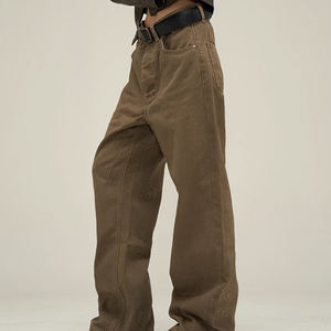 กางเกงยีนส์ทรงตรงสำหรับผู้ชายแฟชั่นใหม่ ขายส่ง รับทำโลโก้ สีอ่อน ระบายอากาศได้ดี - Product Image 3