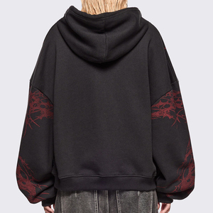 Sweat à capuche personnalisé en coton 100% respirant anti-boulochage à la mode avec broderie 3D Streetwear Hiver avec logo personnalisé sur le devant Fermeture éclair - Product Image 6