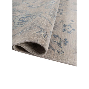 Erbe Hand Knotted Wool <b>Rugs</b> Grey Black <b>Boho</b> Style Rectangular Medallion Abstract for Home for Living Hallway-Model Nr. Lnlp-02 - Product Image 2