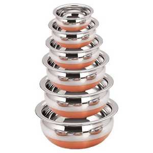 Eco-Friendly 6-Piece <b>Set</b> <b>Stainless</b> <b>Steel</b> Handi <b>Pot</b> Copper Bottom Lids Modern Classic Style ABK IMPEX Brand Good Price Includes - Product Image 1