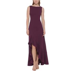 Abito da donna Vince Camuto color prugna senza maniche, comodo modello a tubino in crêpe con volant frontale e vita naturale, taglia 12 - Product Image 1