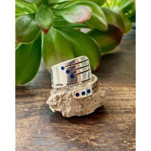 Raymond Begay Oval Cut <b>Opal</b> Rhodium Plated Sterling Silver Adjustable <b>Ring</b> Size 10 - Product Image 1