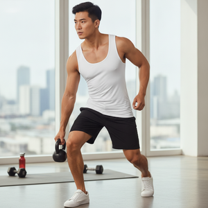 Premium <b>Men's</b> Compression Tank Top Slimming Body Shaper Undershirt High Elasticity Gym Fitness <b>Vest</b> <b>White</b> Workout Shapewear - Product Image 4