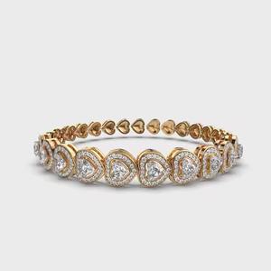 Pulsera de tenis de diamantes con forma de corazones, pulsera apilable de oro minimalista, regalo de aniversario romántico para esposa para fiestas - Product Image 1