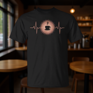 T-Shirt per Amanti del Caffè con Design Promozionale Tazza e Cuore per Appassionati di Caffè - Product Image 3