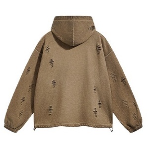 2025 automne/hiver nouveau Streetwear cravate teint déchiré à capuche Hip Hop, Vintage lavé sweat pour les femmes - Product Image 6