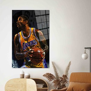 Lienzo Impreso: Arte de Baloncesto Estilo Vitral de Magic Johnson, ARTE EN VIDRIO TEMPLADO - Product Image 1