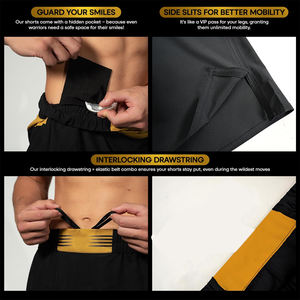 Sports Martial Art MMA <b>Kickboxing</b> <b>Shorts</b> Black Stretch Quick Dry Breathable Polyester Elastic Waist Training <b>Shorts</b> - Product Image 5