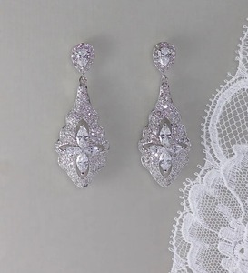 Beautiful Moissanite Sterling Silver Chandelier <b>Earrings</b> with <b>Pearl</b> <b>Diamond</b> Gold Plated for Weddings Engagements Gift for Her - Product Image 2