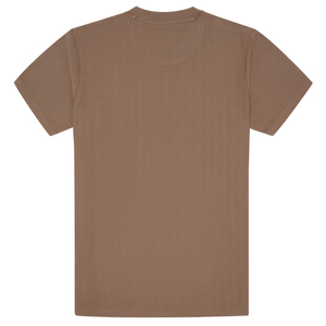 Personalizable de alta calidad 100% algodón de punto Camel textura cuello redondo Camiseta ecológica Casual Logo transpirable hombres camiseta - Product Image 4