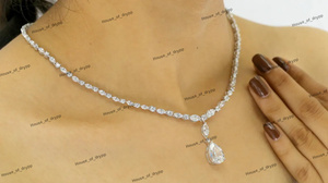 สร้อยคอเงินทรงหยดน้ำ ดีไซน์หรูหรา ประดับเพชรโมอิสซาไนต์ สร้อยคอเจ้าสาวสุดหรู สำหรับงานปาร์ตี้ ของขวัญสำหรับผู้หญิง - Product Image 4