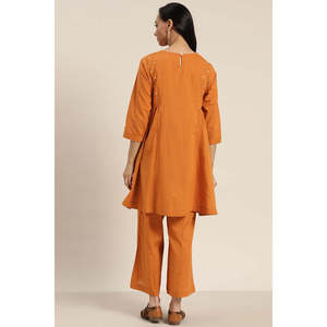 Conjunto de Dos Piezas para Mujer, Estilo A-Line, de Algodón con Bordado Rust, Mangas Tres Cuartos, Tallas XS/XXS, para Primavera/Verano - Product Image 5