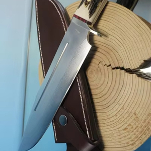 Cuchillo de caza de acero D2 hecho a mano personalizado con mango de madera, cuchillo Bowie de alto pulido con Funda de cuero. - Product Image 1