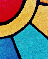 Takashi Murakami, alfombra moderna hecha a mano de lana copetuda, 3x3 pies, flor colorida y Diseño de Sonrisa para sala de estar, dormitorio, comedor