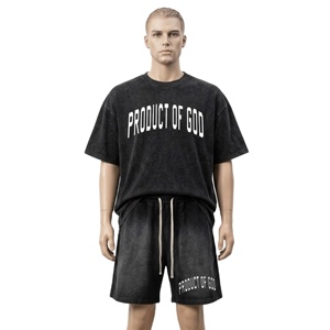 Ensemble T-shirts et shorts assortis - T-shirts et shorts délavés à l'acide pour la mode masculine - Product Image 1