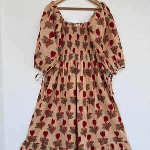 Maxi vestido con estampado de rayón bohemio para mujer, atractivo cuello en V, manga larga, botón tejido, playa, vacaciones, salida informal, longitud Midi - Product Image 1