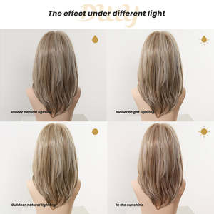 Thea-DWY Mid-Length Layered Lace-Free Part Blonde Highlighted Glueless <b>Wig</b> with Transparent Lace New Arrival - Product Image 5