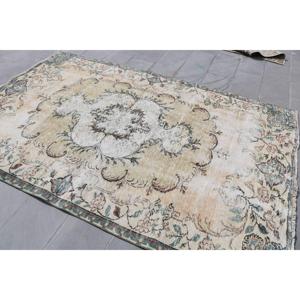 3x5.9 ft Vintage Turkish Rug, Accent Rug, <b>Brown</b> <b>Wool</b> Rug - Product Image 2