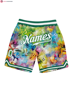 Authentique short de basket-ball 3D blanc royal Design galactique personnalisé fermeture à la taille élastique mi-respirant tricoté broderie décontractée - Product Image 2