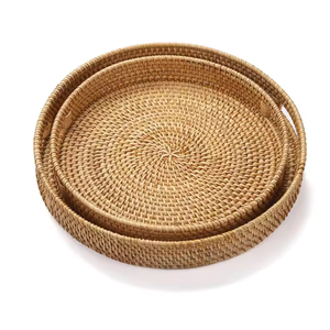 Osier naturel écologique Style floral décoration de vacances cadeau maison plateau de rangement pain aux fruits servant du rotin de bambou tissé à la main - Product Image 4