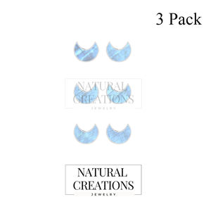 Boucles d'oreilles clous tendance en argent sterling 925 de qualité supérieure, finition brillante, avec perle d'eau de mer et pierre de lune arc-en-ciel de 5 mm en forme de lune, sertie clos. - Product Image 2