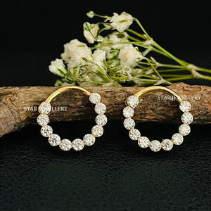 14K Solid Gold Invisible Set Natural Diamond <b>Septum</b> <b>Piercing</b> for her Fine Jewelry. - Product Image 5