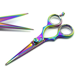 Barber Hairdressing Stainless Steel Scissors 5.5 Inch Serrated <b>Edge</b> Multi Color DIY Professional Salon Cutting Shears - Product Image 1