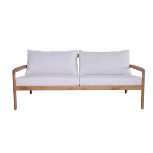 Sofá de Dos Plazas de Lujo con Cojines, Sofá de Jardín de Madera de Teca en Color Natural para Decoración del Hogar y Muebles de Sala de Estar - Product Image 1