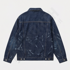 Chaqueta de Mezclilla de Invierno para Hombre de Alta Calidad, Personalizada, con Cuello Alto, Reversible, Lavada, Estilo Vintage, con Bordado Frontal - Product Image 2