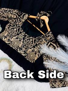 Vestido Anarkali de Georgette Negro Bordado de Lujo Unity con Dupatta, Ropa Premium para Fiestas y Eventos Nocturnos - Product Image 6