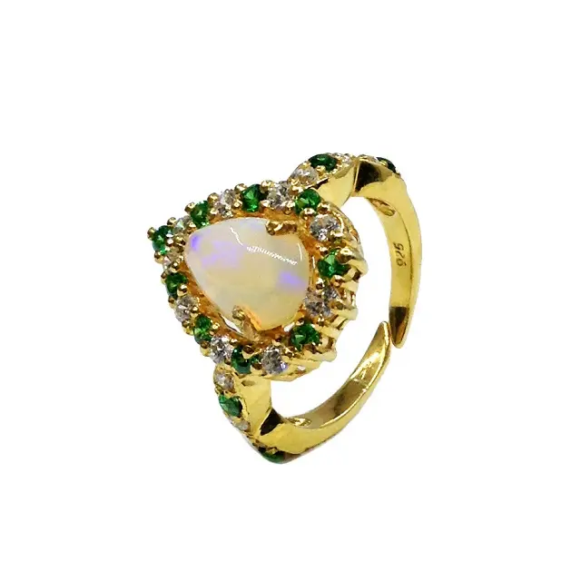 Alltagsbekleidung Sterling-Silber 925 handgefertigter modischer Schmucklieferant Opal Edelstein Perenförmiger Ring