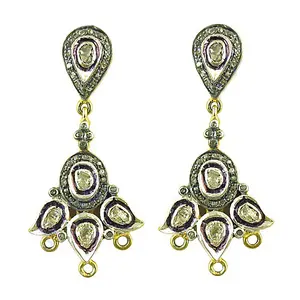 Pendientes de Araña en Forma de Lágrima con Baño de Oro y Diamantes, Joyería de Moda para Mujer - Product Image 1