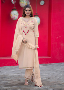Ensemble léger 3 pièces en rayonne Kurti fil à tisser en viscose pour toutes les occasions, y compris les fêtes - Product Image 2