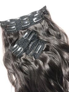 Extensions de cheveux humains à clips, qualité supérieure, naturelles, ondulées, double trame, donneur unique, 7 pièces, prix de gros, fournisseur - Product Image 5