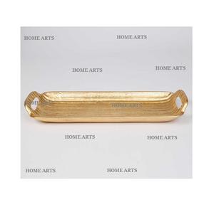 Plateau de service alimentaire en aluminium fait main forme rectangulaire couleur or Dessert collations plateau de service pour les meilleures ventes - Product Image 1
