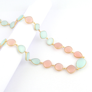 สร้อยคอลูกปัดหินพลอยสีชมพูหลากสีสำหรับผู้หญิงชุดฝาชุบทองรูปวงรีเป็นของขวัญสำหรับงานแต่งงาน - Product Image 6