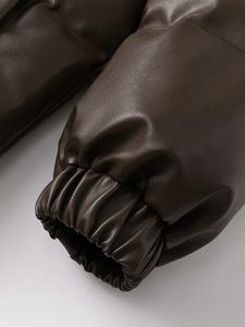 Vente en gros Nouveau blouson en cuir confortable et chaud pour hommes Blouson d'hiver à col montant avec logo personnalisé de haute qualité pour hommes - Product Image 5