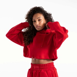 High Quality Custom logo Cotton French <b>Terry</b> Pullover Plain Blank Women Oversize Heavyweight Crop Top <b>Bulk</b> Hoodies - Product Image 4