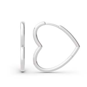 Jeulia Rhodium Plated Sterling <b>Silver</b> <b>Heart</b> Stud <b>Earrings</b> Trendy Religious Gift - Product Image 1
