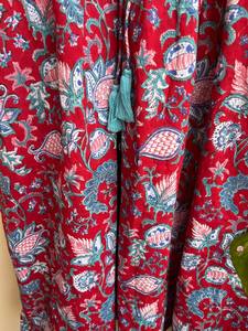 Bohème Floral Coton Maxi Robe Main Bloc Imprimé Indien Ethnique Casual Wear Techniques Brodées Gland Bouton 100% Coton - Product Image 2