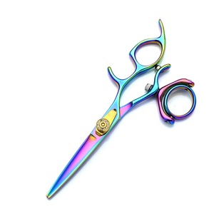 Tijeras de corte de peluquería multicolor de acero inoxidable 440C de alta calidad, tijeras giratorias para peluquero de ASI - Product Image 1