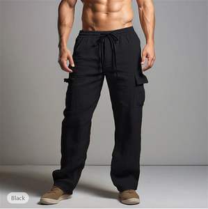 Pantalones para correr de otoño e invierno para hombre de alta calidad, pantalones Cargo informales grises sueltos, ropa deportiva de algodón, bolsillos rectos para Fitness-XL - Product Image 3