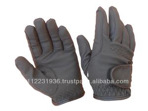 Gants équestres de luxe synthétiques noirs les plus vendus avec fermeture velcro pour accessoires de sécurité d'équitation pour hommes - Product Image 2